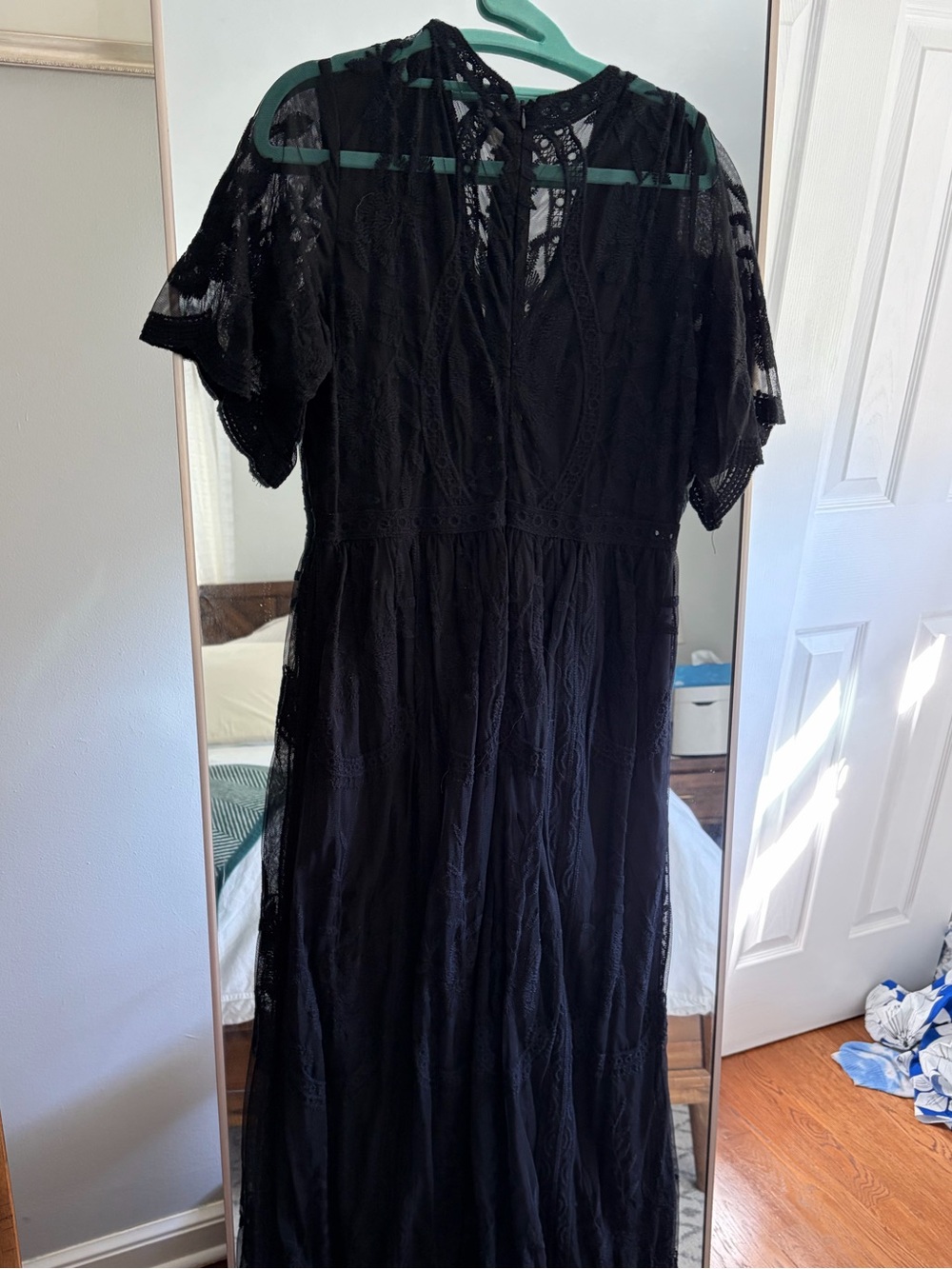 Pinkblush Black Lace Maxi Dress with V-Neck and Flutter Sleeves - Picture 6 of 8